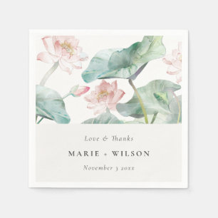 Serviette En Papier Élégant moderne Pastel Blush Nénuphar Mariage