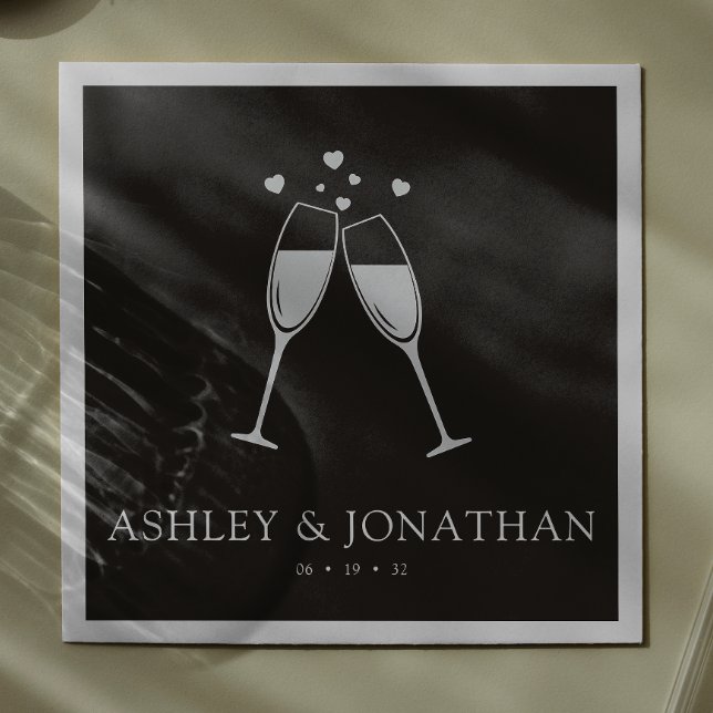 Serviette En Papier Élégant Moderne Simple Elements Cocktail Mariage (Créateur téléchargé)