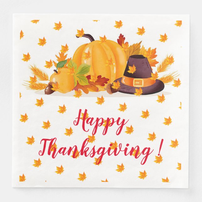 Serviette En Papier Élégant moderne Thanksgiving populaire (Devant)