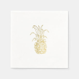 Serviette En Papier Élégant Moderne Tropical Doré Vintage Ananas