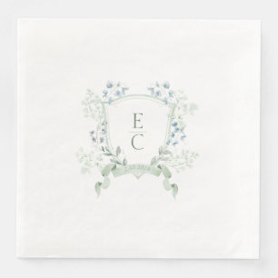 Serviette En Papier Élégant Monogram Crest Mariage serviettes