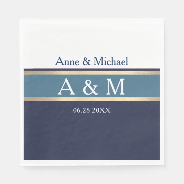 Serviette En Papier Elegant Monogram Mariage, événement (Devant)