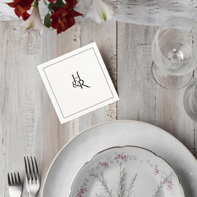 Serviette En Papier Elegant Monogram Wedding Cocktail Napkin (Créateur téléchargé)