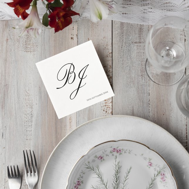 Serviette En Papier Elegant Monogram Wedding Cocktail Napkins (Créateur téléchargé)