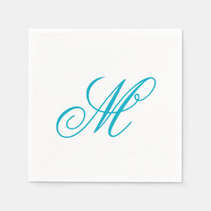 Serviette En Papier Élégant Monogramme Aqua Initial