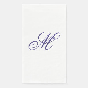Serviette En Papier Élégant Monogramme bleu marine initial