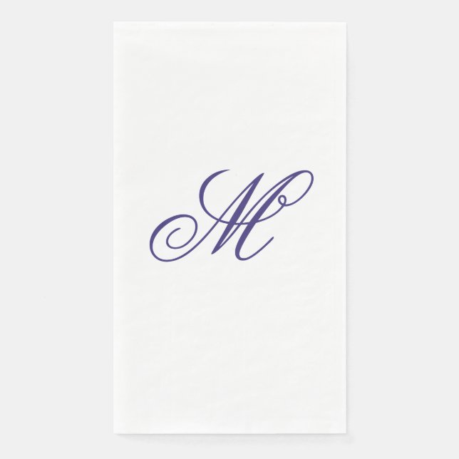 Serviette En Papier Élégant Monogramme bleu marine initial (Devant)