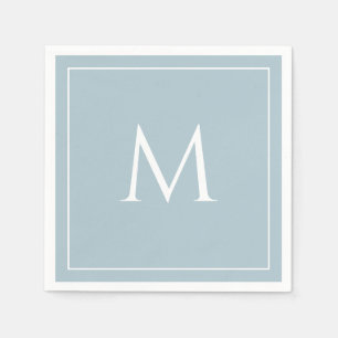 Serviette En Papier Élégant monogramme bleu pastel initial