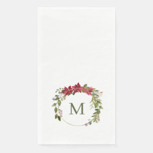 Serviette En Papier Élégant monogramme de couronne de Noël