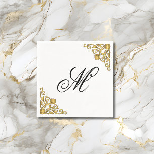Serviette En Papier Élégant Monogramme initial