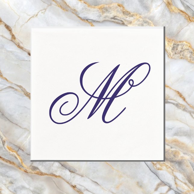 Serviette En Papier Élégant monogramme initial bleu marine  (Créateur téléchargé)