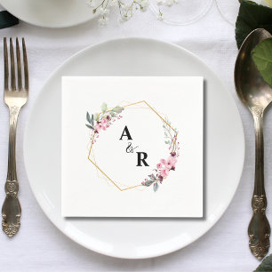 Serviette En Papier Élégant Monogramme Initiale de Mariage à Motif Bot