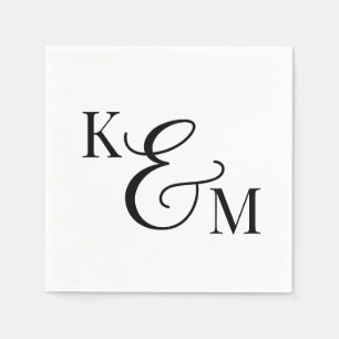 Serviette En Papier Élégant Monogramme Initiales Ampersand Mariage