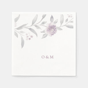 Serviette En Papier Élégant monogramme Mariage chinois rose floral