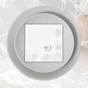 Serviette En Papier Élégant Monogramme Mariage Initiales minimalistes