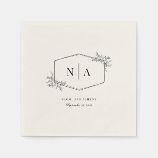 Serviette En Papier Élégant Monogramme Mariage neutre