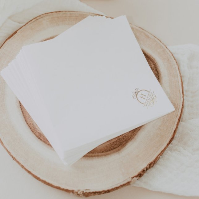 Serviette En Papier Élégant Monogramme Mariage Or (Créateur téléchargé)