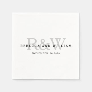 Serviette En Papier Élégant Monogramme Mariage Papier