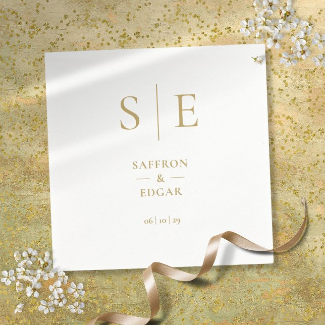 Serviette En Papier Élégant Monogramme Moderne de Mariage en Or (Elegant Modern Gold Monogram Wedding Napkins)