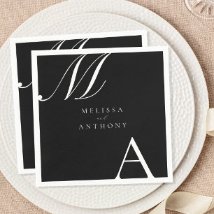 Serviette En Papier Élégant Monogramme moderne minimaliste Mariage