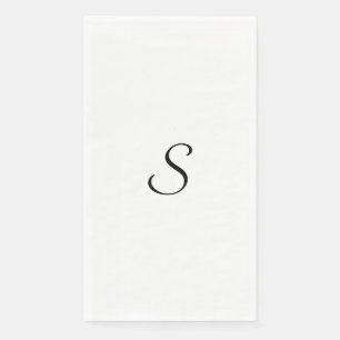 Serviette En Papier Élégant Monogramme noir et blanc simple