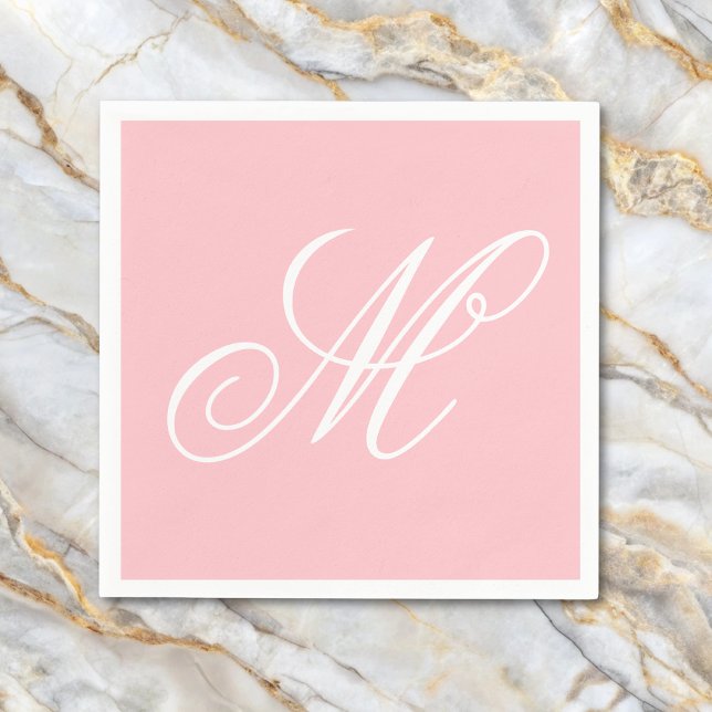 Serviette En Papier Élégant Monogramme rose initial (Créateur téléchargé)