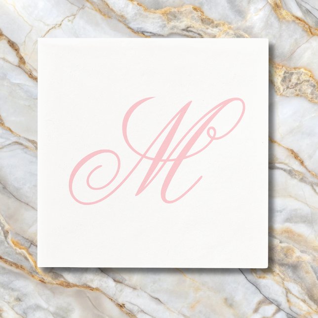 Serviette En Papier Élégant Monogramme rose initial (Créateur téléchargé)