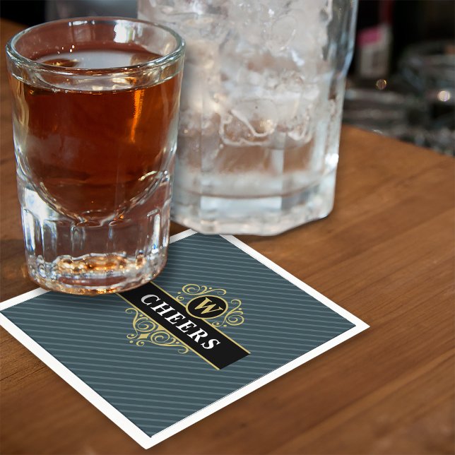 Serviette En Papier Élégant Motif à rayures gris noir (Créateur téléchargé)