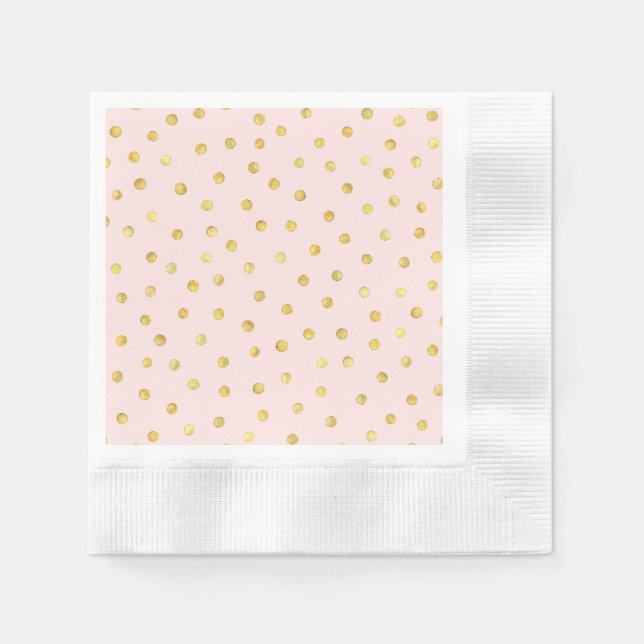 Serviette En Papier Élégant Motif Confetti Pink Et Gold Foil (Devant)