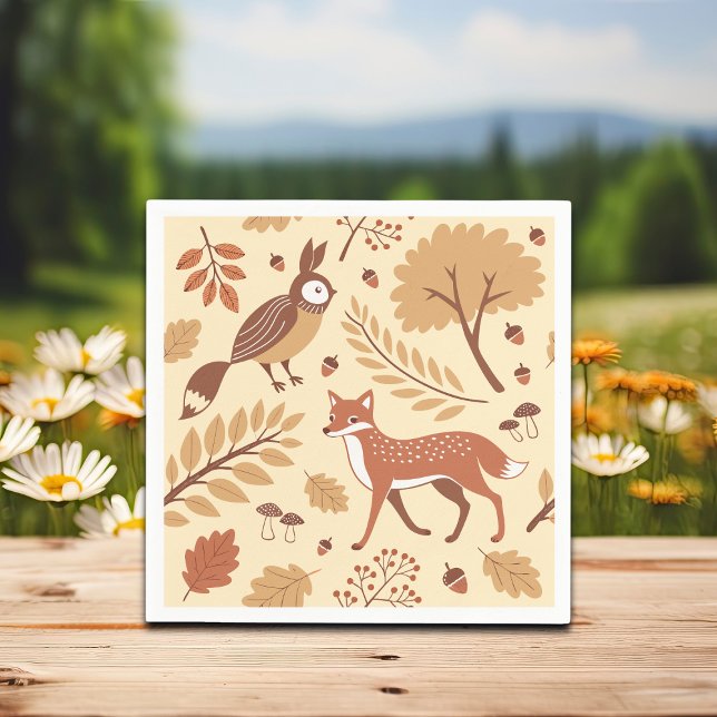 Serviette En Papier Élégant Motif d'automne scandinave (Créateur téléchargé)