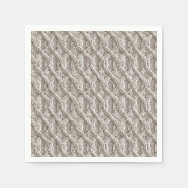 Serviette En Papier Élégant Motif de câble beige (Devant)