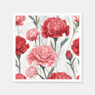 Serviette En Papier Élégant Motif de fleurs de carnation