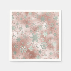 Serviette En Papier Élégant Motif de flocon de neige de Noël en cuivre