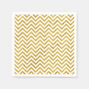 Serviette En Papier Elégant Motif de Zigzag Gold Foil Chevron