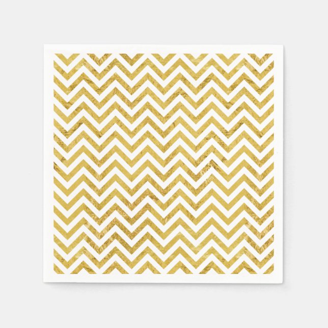 Serviette En Papier Elégant Motif de Zigzag Gold Foil Chevron (Devant)