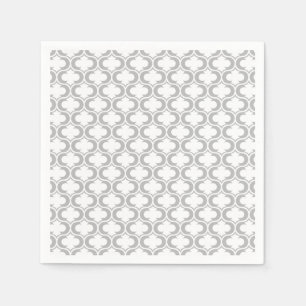 Serviette En Papier Élégant Motif en treillis blanc gris clair