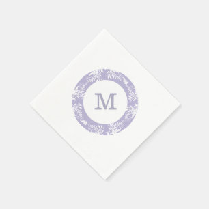 Serviette En Papier Élégant Motif Feuille Lavender Monogramme