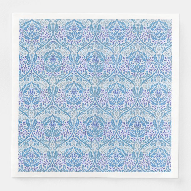 Serviette En Papier Élégant motif floral bleu (Devant)