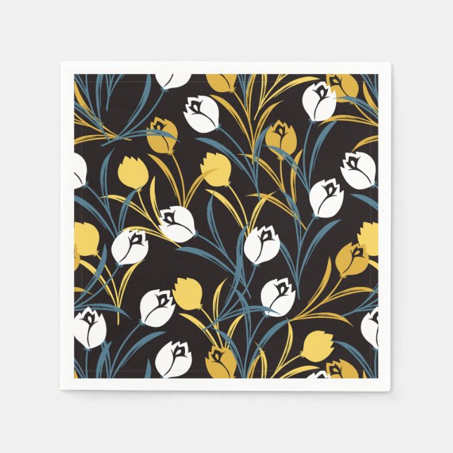 Serviette En Papier Élégant motif floral de Tulipe (Devant)