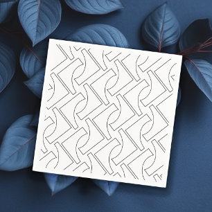 Serviette En Papier Elégant Motif géométrique tendance noir et blanc