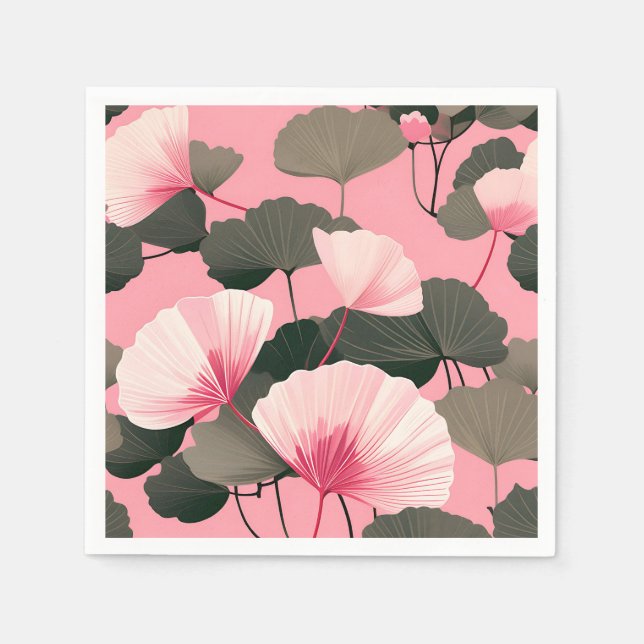 Serviette En Papier Élégant Motif Ginkgo Leaf (Devant)