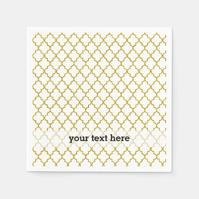 Serviette En Papier Élégant motif marocain d'or (Devant)