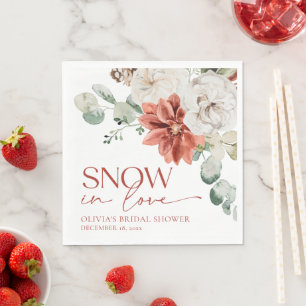 Serviette En Papier Élégant Neige Rouge en Amour Hiver Enterrement de