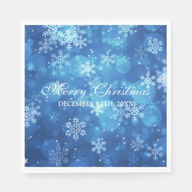 Serviette En Papier Élégant Noël Sparkle Blue (Devant)