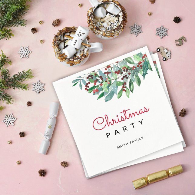 Serviette En Papier Élégant Noël Verdure Fête de vacances (Créateur téléchargé)