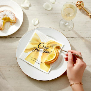 Serviette En Papier Élégant Nœud Jaune 'Ciao Bambina !' Baby Shower
