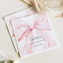 Serviette En Papier  Élégant Nœud Rose Bébé Baby Shower