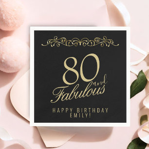 Serviette En Papier Elégant noir 80 et fabuleux 80e anniversaire