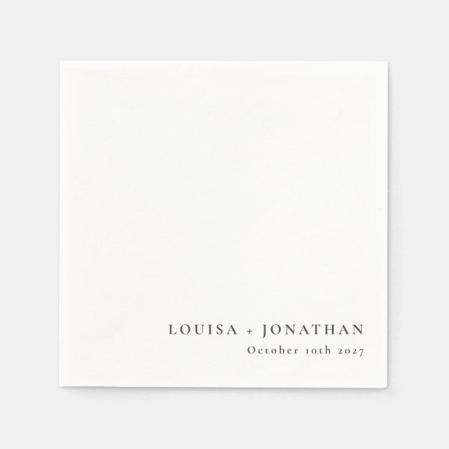 Serviette En Papier Elégant noir blanc tendance minimal personnalisé (Devant)