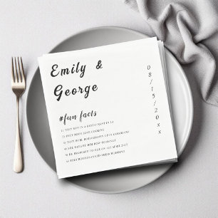 Serviette En Papier Élégant noir et blanc Fun Facts Mariage